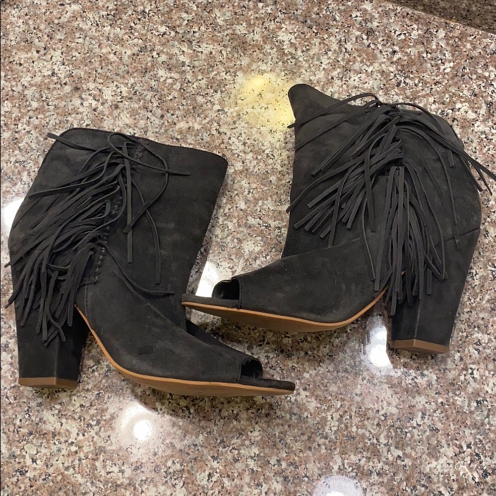 Black open toe booties